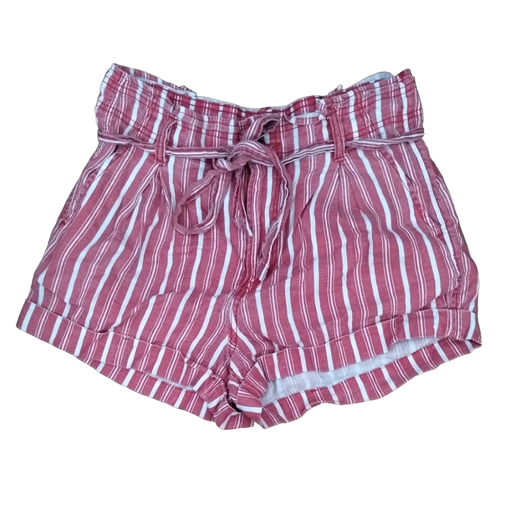 American eagle high waisted red stripe tie shorts
